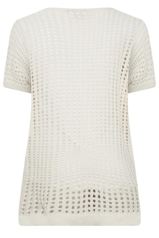 YOURS Curve Plus Size White Crochet Short Sleeve Top | Yours Clothing  7
