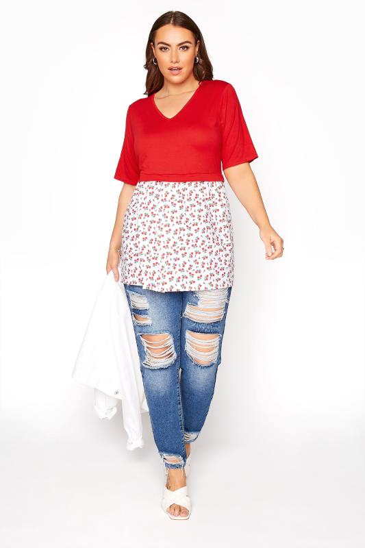 LIMITED COLLECTION Bright Red Floral Peplum Top_B.jpg