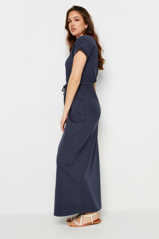 LTS Tall Women's Navy Blue Tie Waist Maxi T-Shirt Dress | Long Tall Sally 4