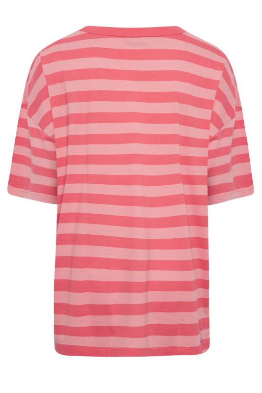 YOURS Curve Plus Size Pink & Red Stripe Oversized Boxy T-Shirt | Yours Clothing  7