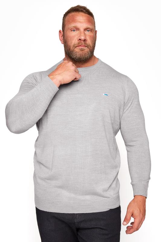 Men's  BadRhino Big & Tall Light Grey Essential Knitted Jumper