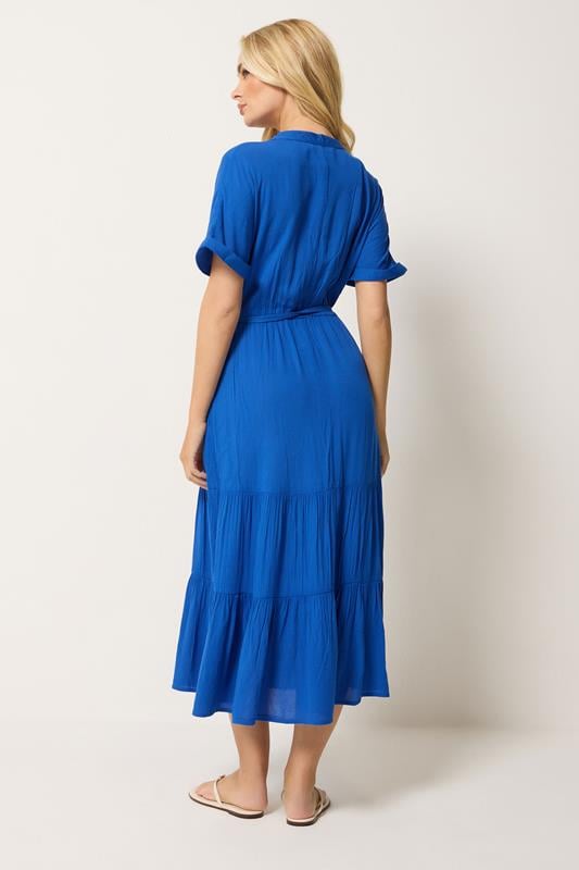 M&Co Cobalt Blue Tiered Tie Waist Midi Dress | M&Co 2