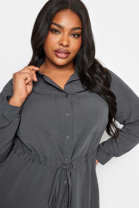 YOURS Plus Size Charcoal Grey Utility Tunic Shirt | Yours Clothing 5