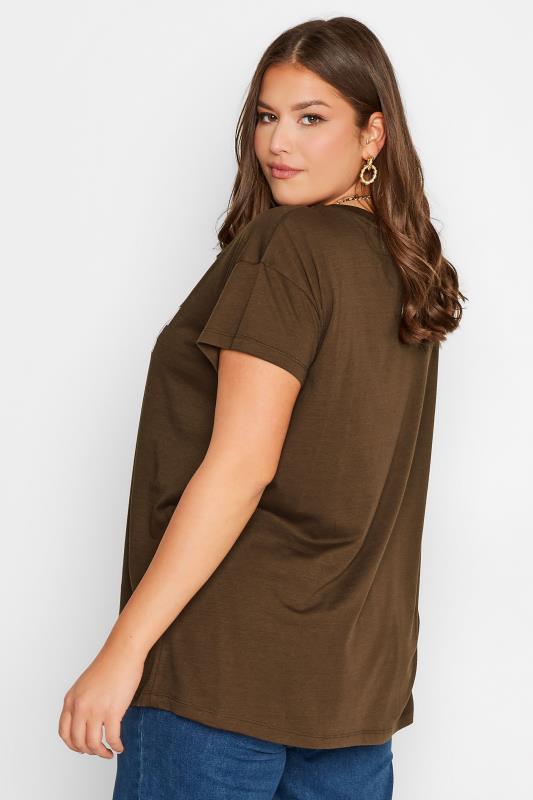 Plus Size Brown 'West Coast' Slogan T-Shirt | Yours Clothing 3
