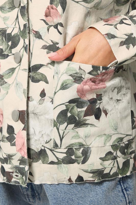 PixieGirl Petite Women's Cream Floral Denim Jacket | PixieGirl 4