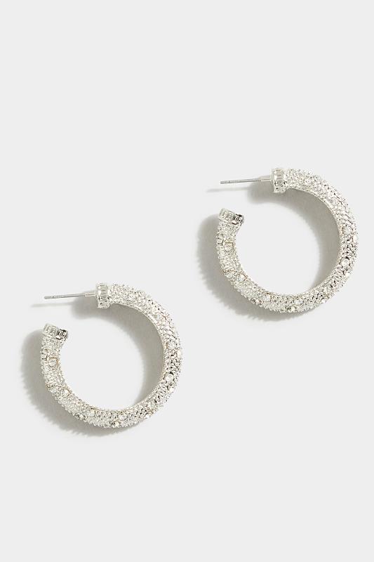 Silver Hoop Diamante Earrings 1