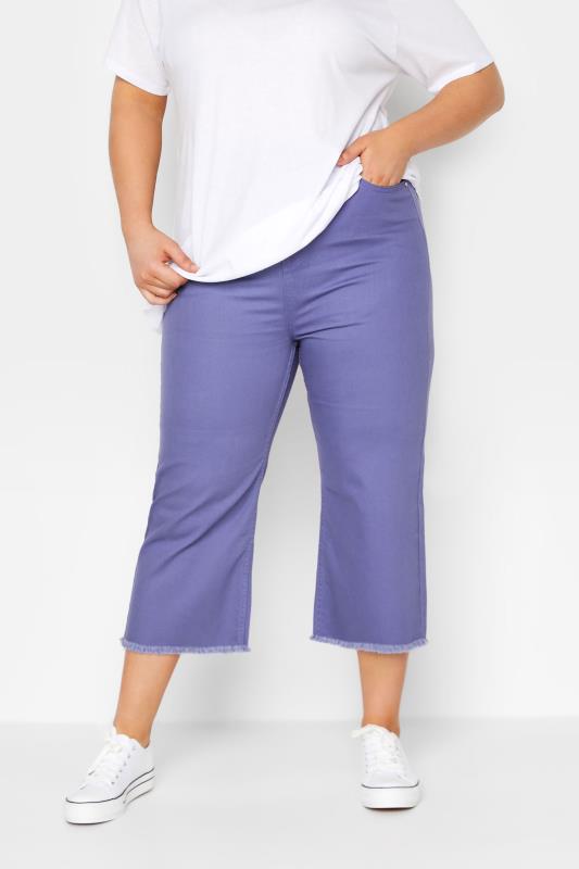 YOURS Plus Size Curve Purple Stretch Cropped Jeans | Yours Clothing  1