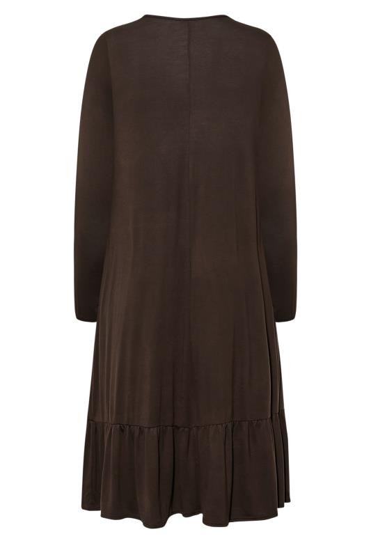 LIMITED COLLECTION Plus Size Chocolate Brown Keyhole Tie Neck Midaxi Dress | Yours Clothing 7