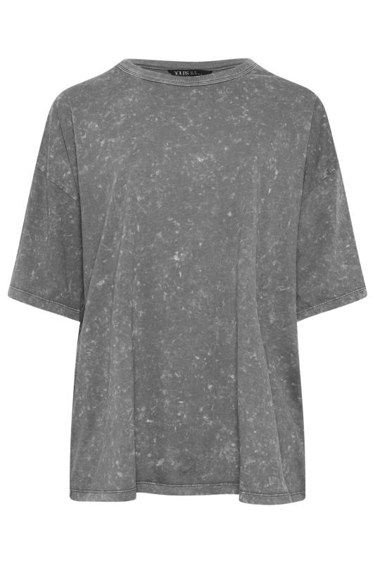 YOURS Plus Size Grey Acid Wash Boxy T-Shirt | Yours Clothing 5