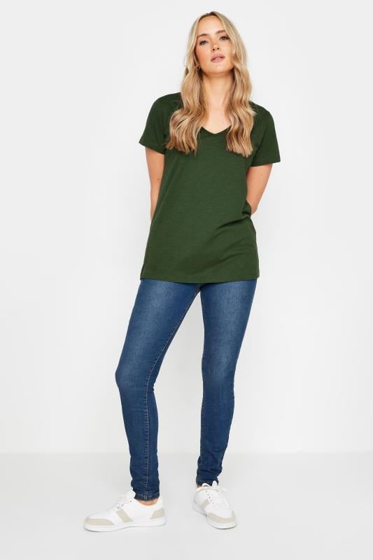 LTS Tall Khaki Green V-Neck T-Shirt | Long Tall Sally 2