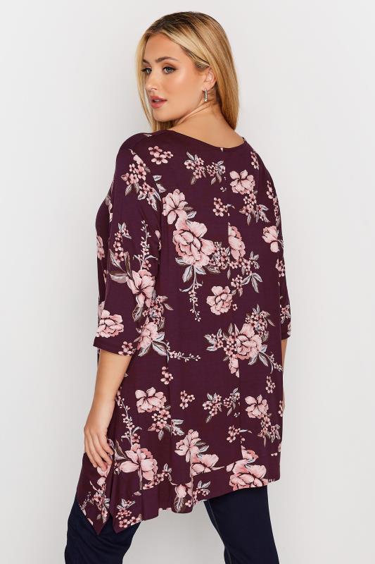 Plus Size Purple Floral Print Tunic Top | Yours Clothing 3
