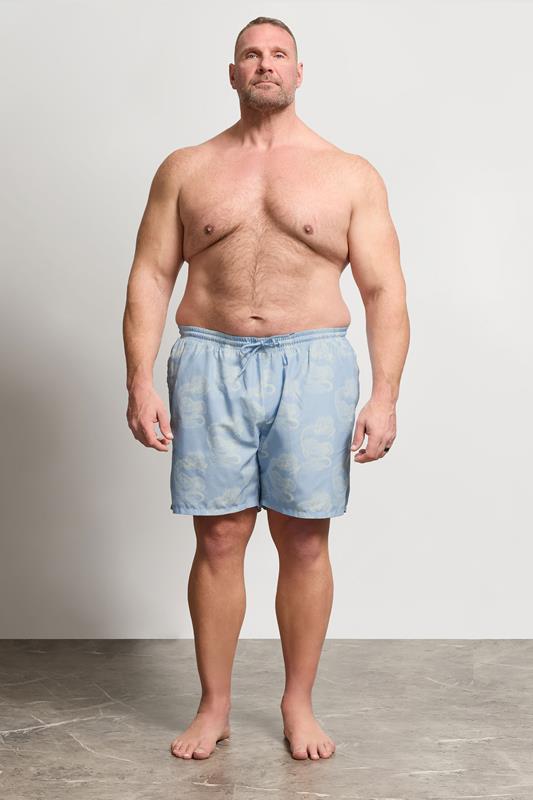 BadRhino Big & Tall Blue Dragon Print Swim Shorts 4