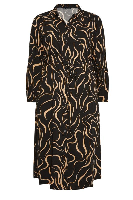YOURS Plus Size Black Abstract  Print Long Sleeve Midaxi Shirt Dress | Yours Clothing 6
