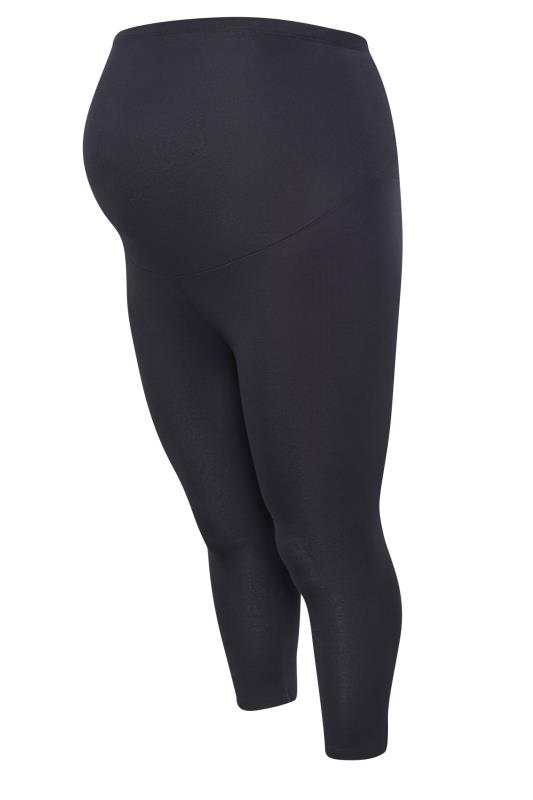 BUMP IT UP MATERNITY Plus Size Black Stretch Cropped Leggings | Yours Clothing 5