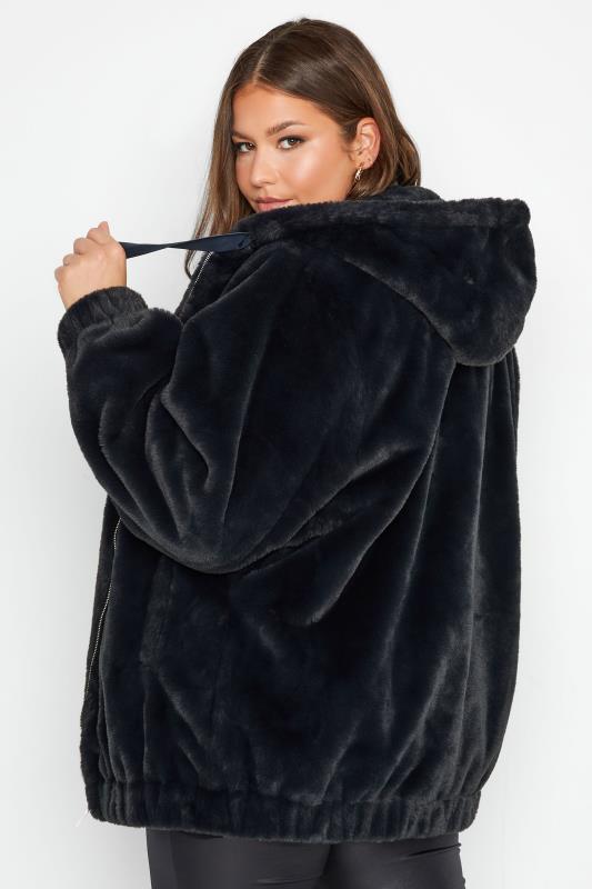 Plus Size Navy Blue Faux Fur Oversized Jacket | Yours Clothing 3