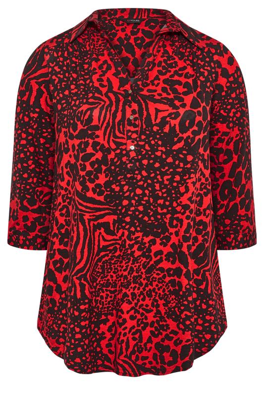 Plus Size Red Animal Print Blouse | Yours Clothing 6
