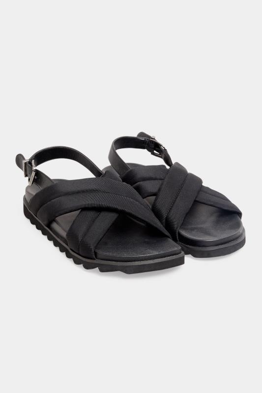 LTS Black Crossover Strap Slingback Sandals In Standard Fit | Long Tall Sally 2