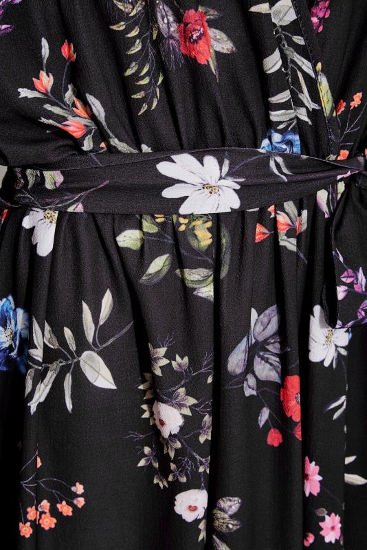 LTS Tall Black Floral Wrap Dress 5