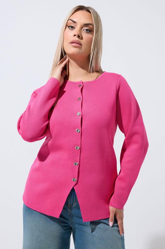  LIMITED COLLECTION Curve Cobalt Pink Compacted Knit Cardigan