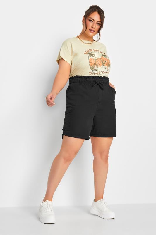 LIMITED COLLECTION Plus Size Black Paperbag Cargo Shorts | Yours Clothing 2