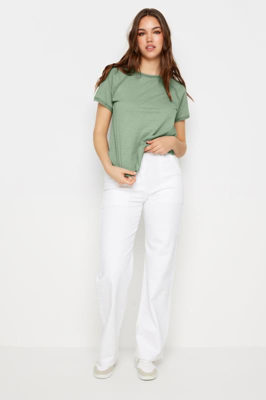 LTS Tall Women's Sage Green Crochet Detail T-Shirt | Long Tall Sally 4