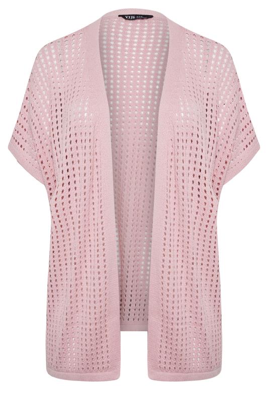YOURS Plus Size Pink Crochet Cardigan | Yours Clothing 5