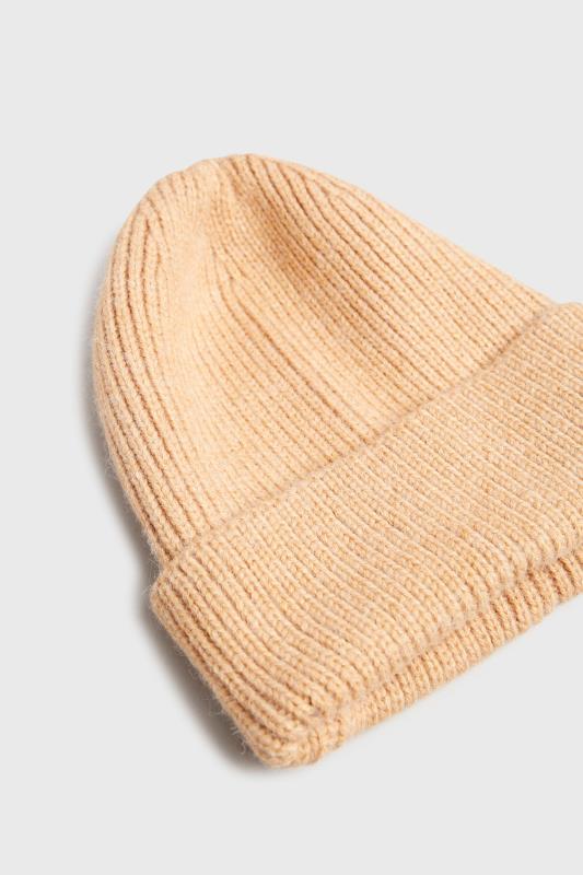 Plus Size Beige Brown Knitted Soft Touch Beanie Hat | Yours Clothing 3