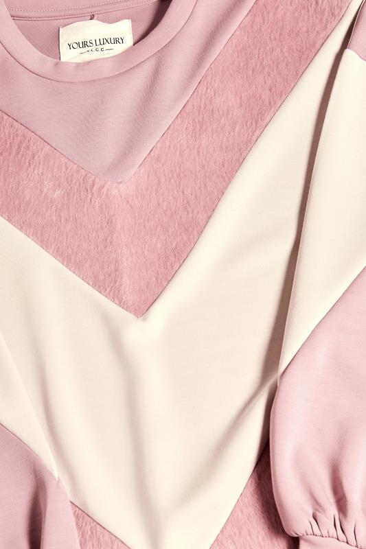 YOURS LUXURY Plus Size Pink Faux Fur Chevron Sweatshirt | Yours Clothing 6