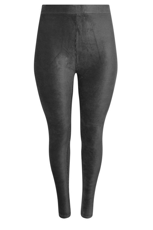 YOURS Plus Size Charcoal Grey Cord Leggings | Yours Clothing 4