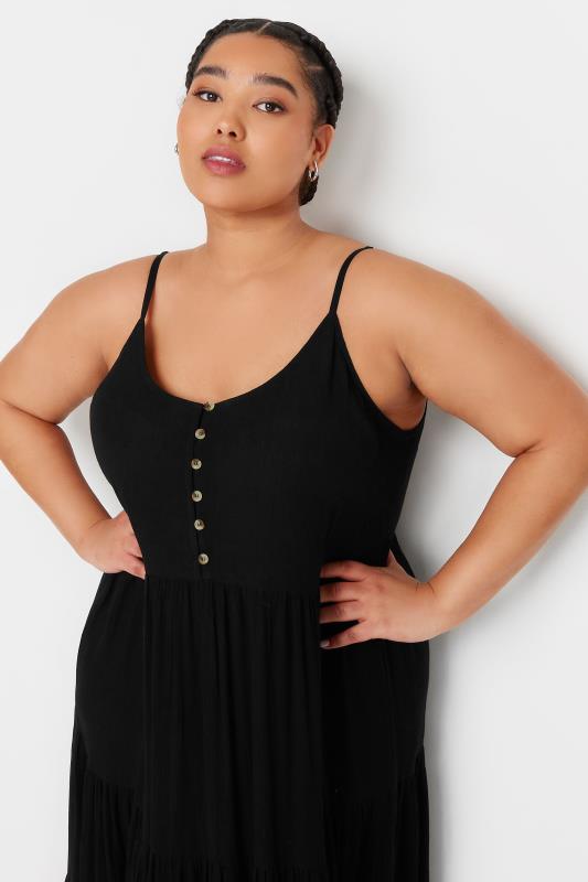 YOURS Plus Size Black Crinkle Maxi Dress | Yours Clothing 5