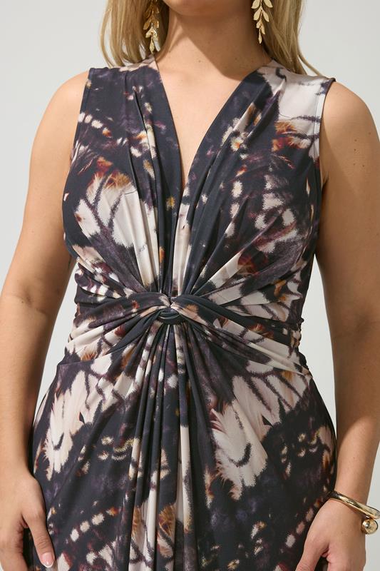 YOURS LONDON Plus Size Brown Abstract Knot Detail Dress | Yours Clothing 4