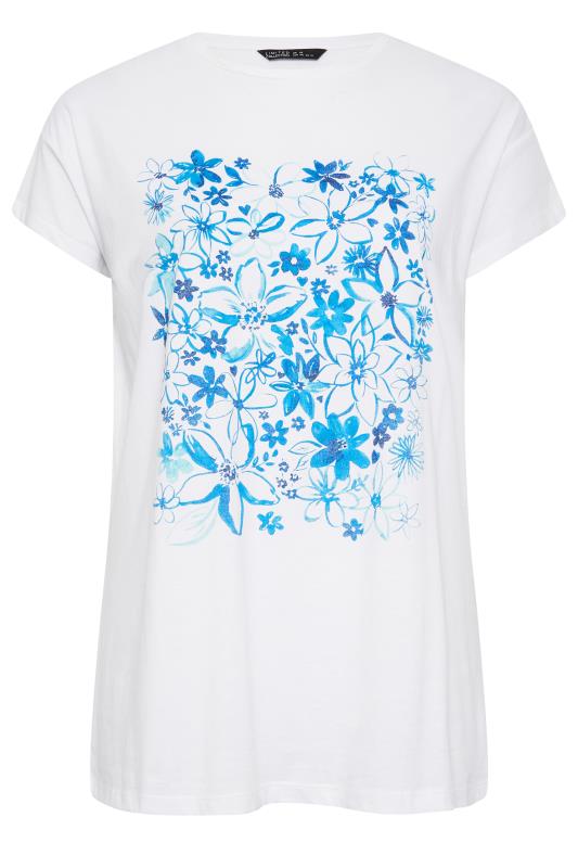 LIMITED COLLECTION White Plus Size Floral Graphic T-Shirt | Yours Clothing  6
