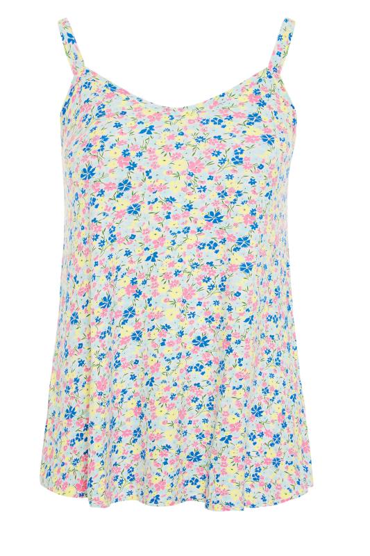 YOURS Plus Size Blue Ditsy Floral Swing Cami Top | Yours Clothing 6