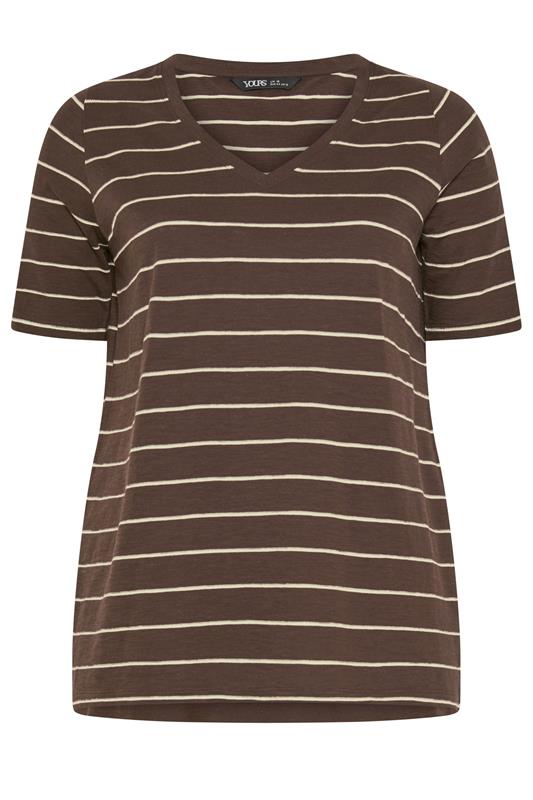 YOURS Plus Size Chocolate Brown Stripe T-Shirt | Yours Clothing 5