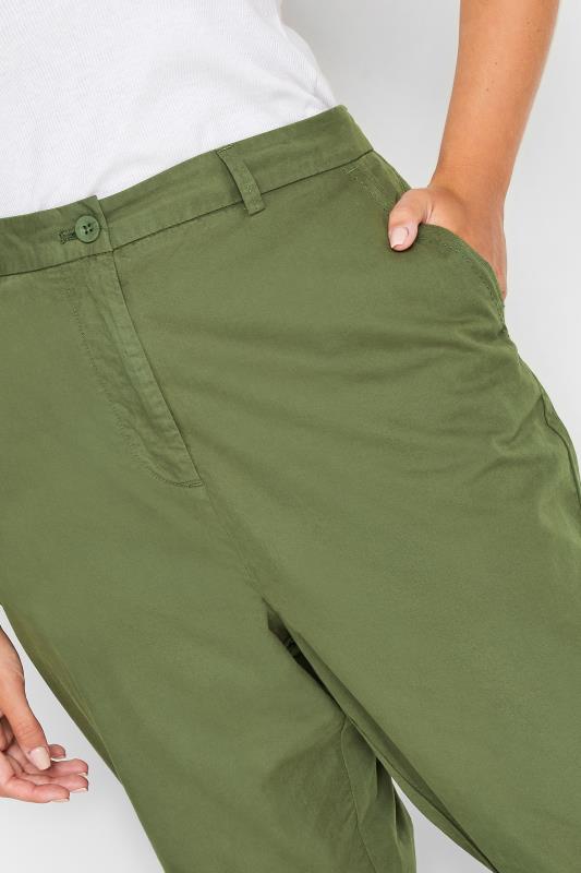 YOURS Plus Size Khaki Green Cropped Chino Trousers | Yours Clothing 3