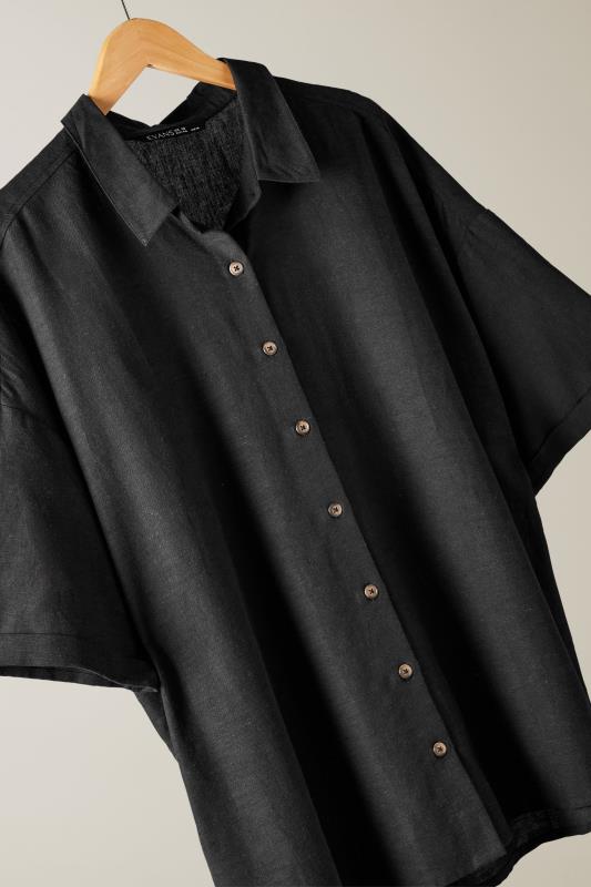EVANS Plus Size Black Linen Shirt  | Yours Clothing 7