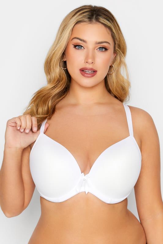 2 PACK Plus Size White & Black Plunge Microfibre Bras | Yours Clothing  2