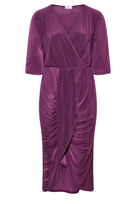 YOURS LONDON Plus Size Purple Ruffle Wrap Bodycon Dress | Yours Clothing 6