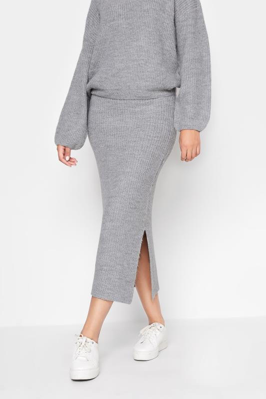 LTS Tall Grey Midi Knitted Skirt | Long Tall Sally 1