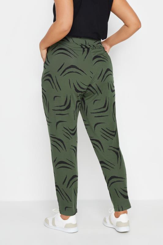 YOURS Plus Size Khaki Green Double Pleated Harem Trousers | Yours Clothing 3