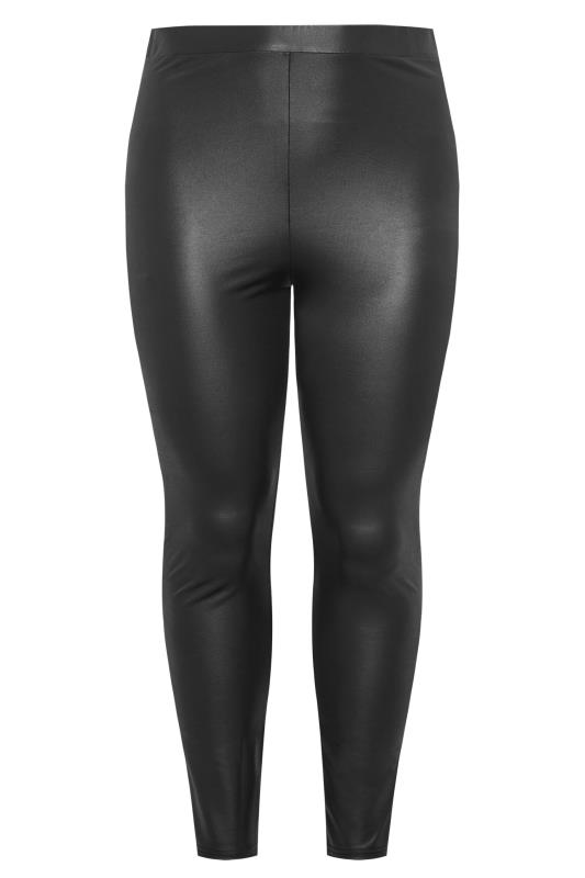 Curve Black Stretch Wet Look Leggings | Yours Clothing 4