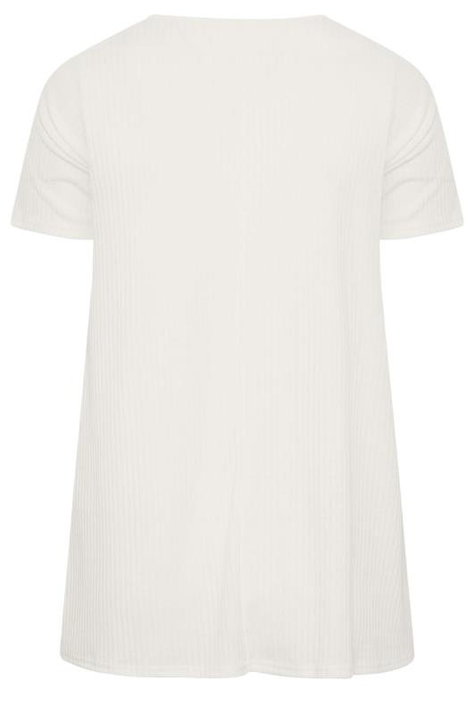 YOURS Curve Plus Size White Ribbed Swing T-Shirt | Yours Clothing  6