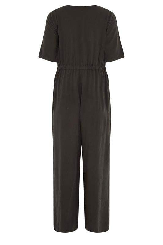 M&Co Petite Chocolate Brown Tie Waist Jumpsuit | M&Co 6