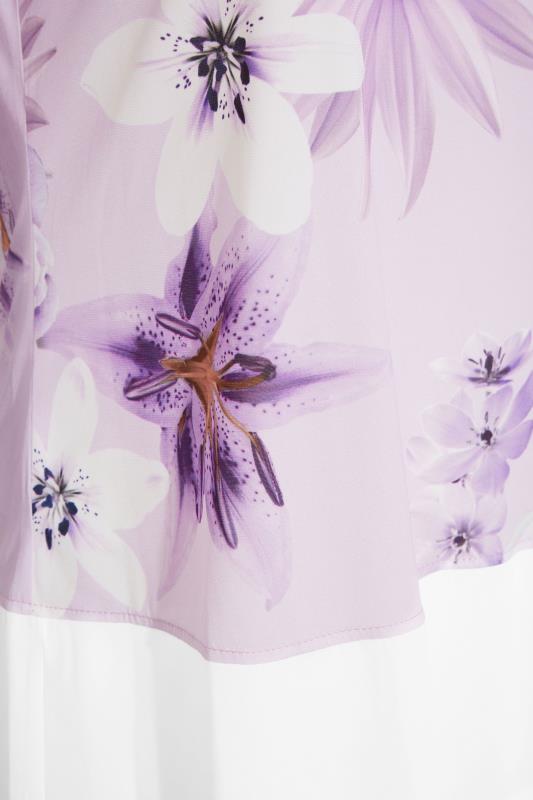 YOURS LONDON Curve Purple Floral Chiffon Hem Top_S.jpg