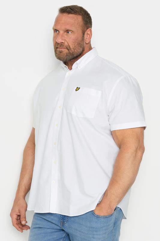 LYLE & SCOTT Big & Tall White Short Sleeve Oxford Shirt | BadRhino 1