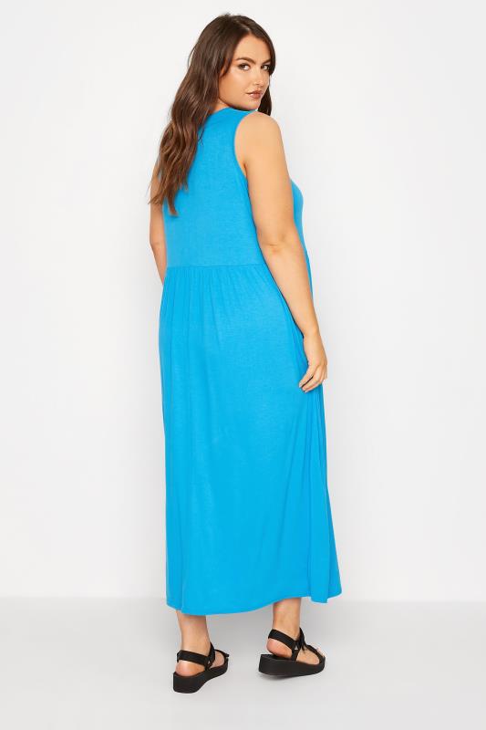 LIMITED COLLECTION Curve Turquoise Blue Sleeveless Pocket Maxi Dress 3