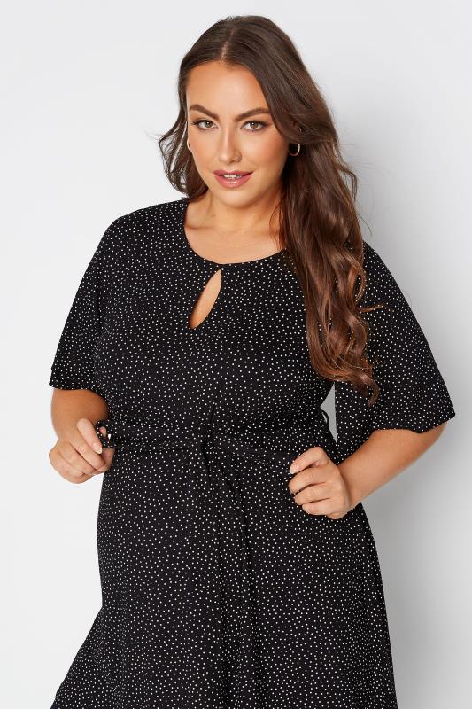 BUMP IT UP MATERNITY Plus Size Black Polka Dot Keyhole Top | Yours Clothing 4
