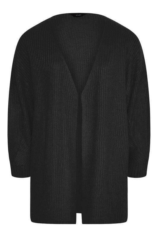 Plus Size Black Pleat Sleeve Knitted Cardigan | Yours Clothing 7