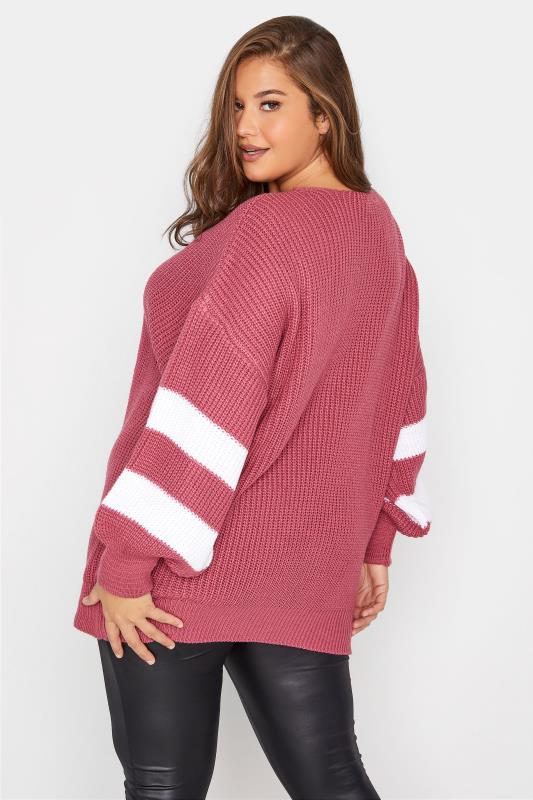 Pink Varsity Stripe Knitted Jumper_C.jpg
