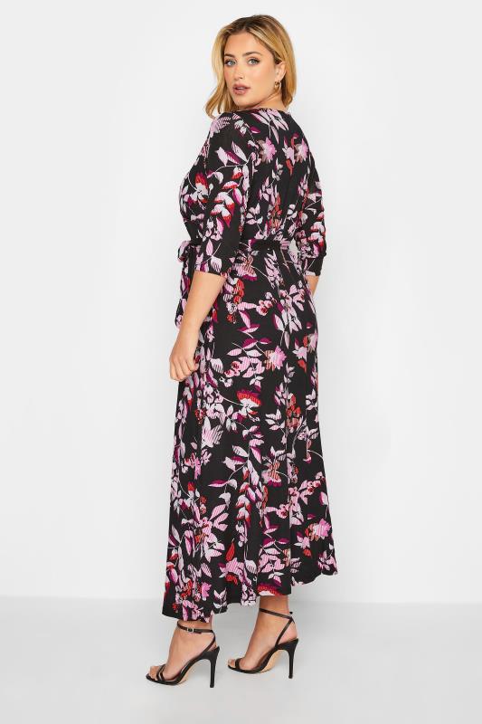 Plus Size Black Leaf Print Wrap Front Dress | Yours Clothing 3